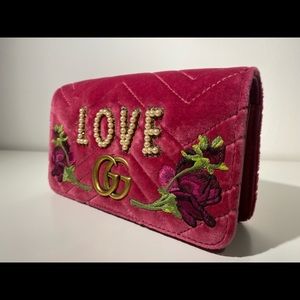 Gucci Pink Velvet Maltelasse LOVE GG Limited Edition Marmont Mini Bag